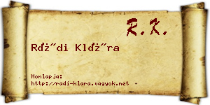 Rádi Klára névjegykártya